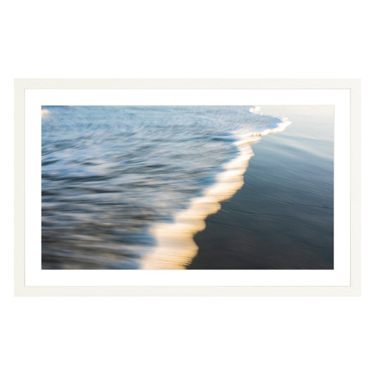 Photograph of wave at Atlantic Ocean framed in white with white mat