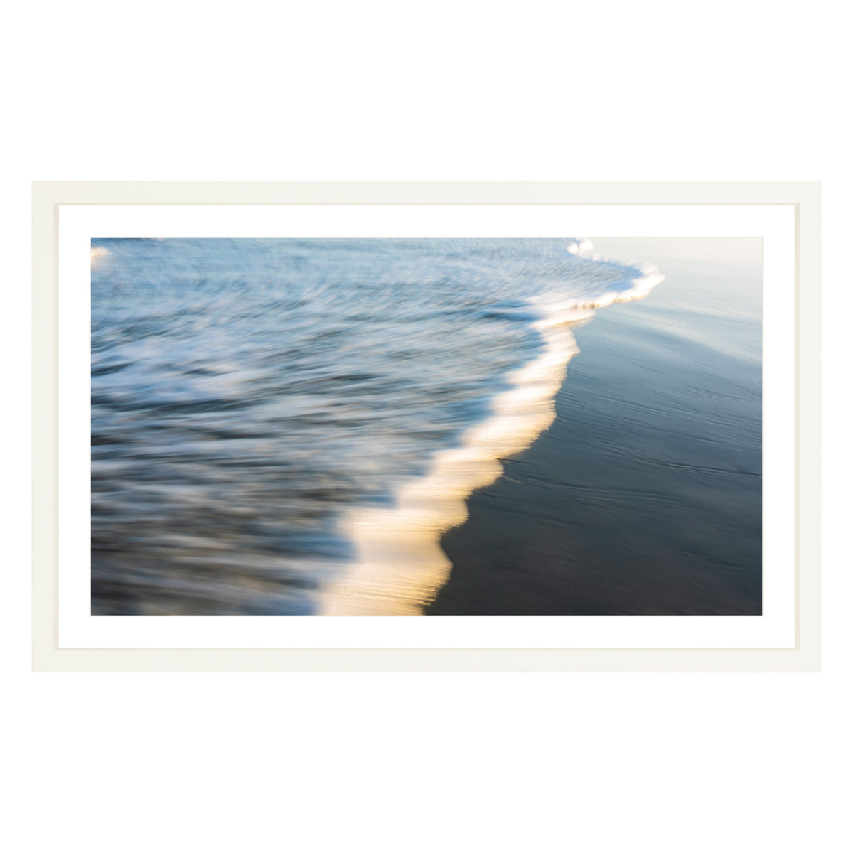 Photograph of wave at Atlantic Ocean framed in white with white mat