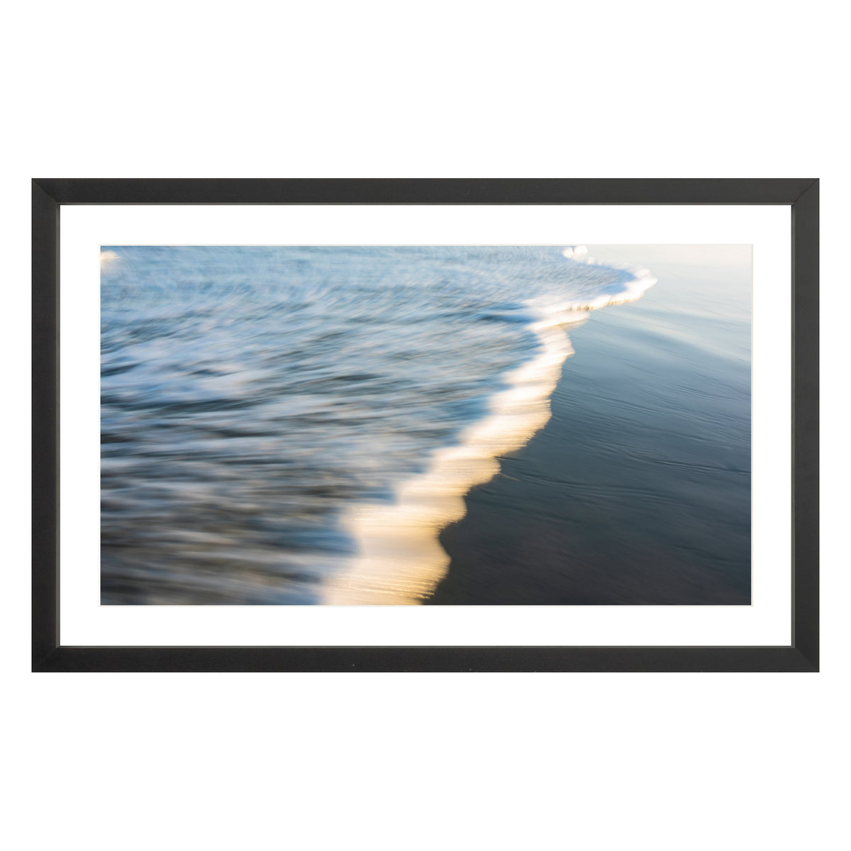 Photograph of wave at Atlantic Ocean framed in black with white mat